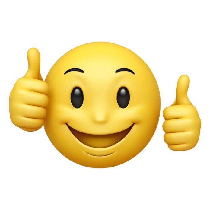funny yellow smiley 3d face with thumbs up, uncanny sticker