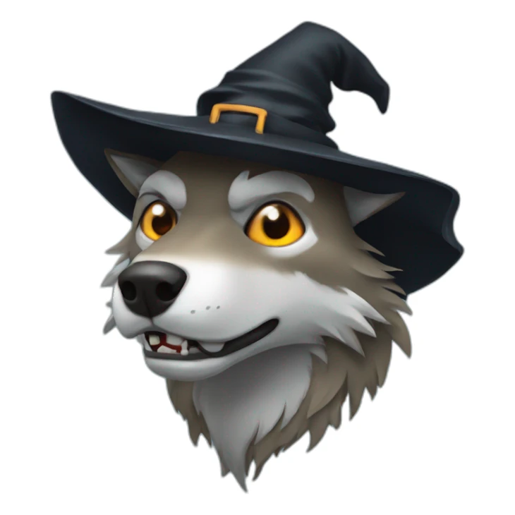 Scary wolf with witch hat sticker