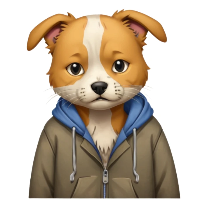 homeless dog cat with torn clothes


 sticker