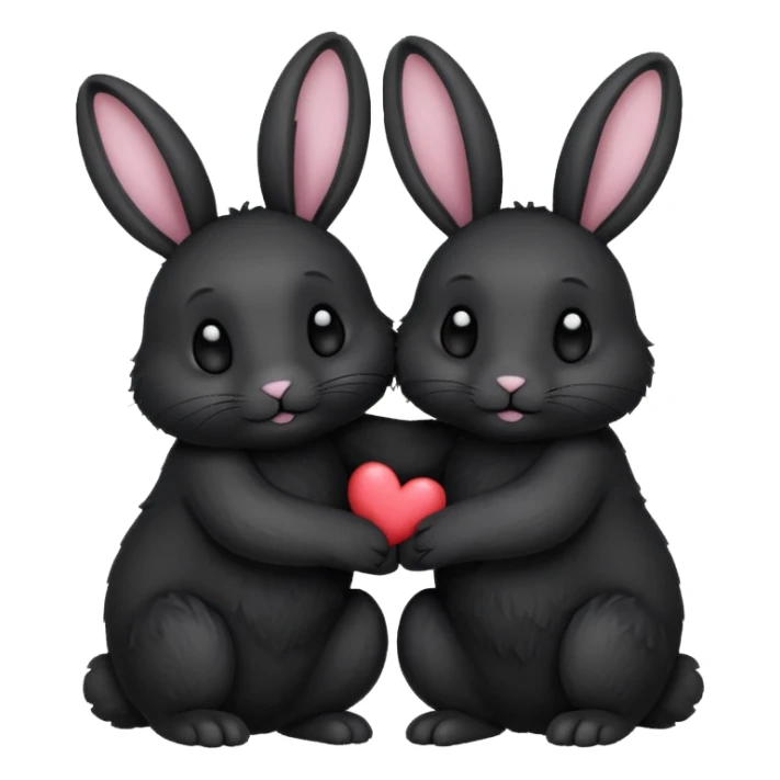 Black rabbit hugging black lionhead rabbit  sticker