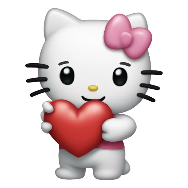 hello kitty holding a heart sticker