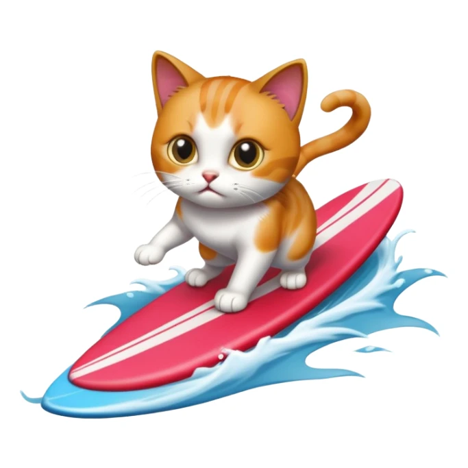 Cat surfing sticker