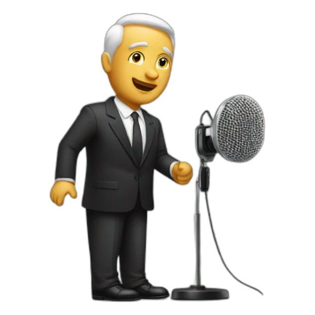 rich man speaking to microphone sticker