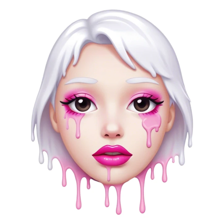 White paint dripping from pink lips sticker