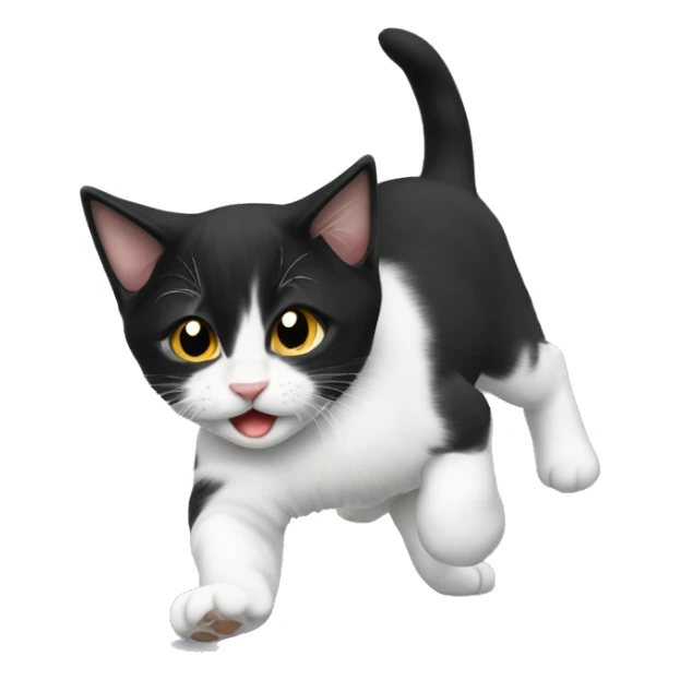 A black and white Manx kitten punching sticker