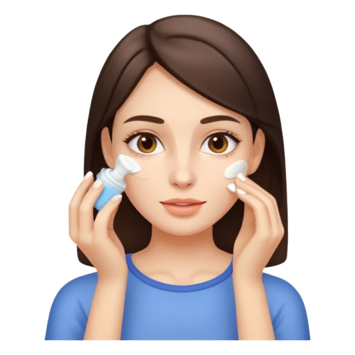 Brunette Girl applying face cream  sticker