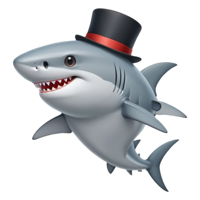 Shark with a top hat sticker
