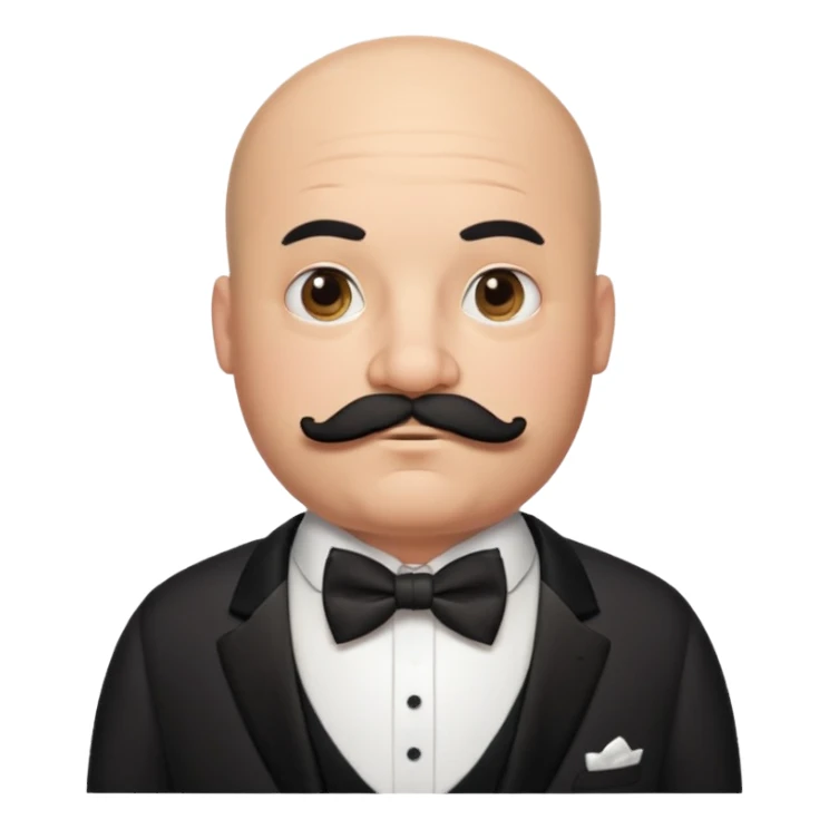 fat Bald guy with thick black mustache & bow tie sticker