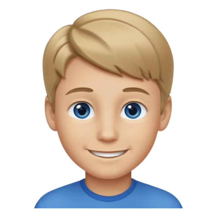 A smiling boy with dark blonde hair sticker