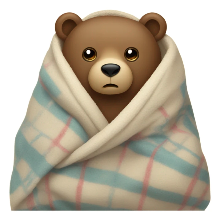 Sad bear in a blanket sticker