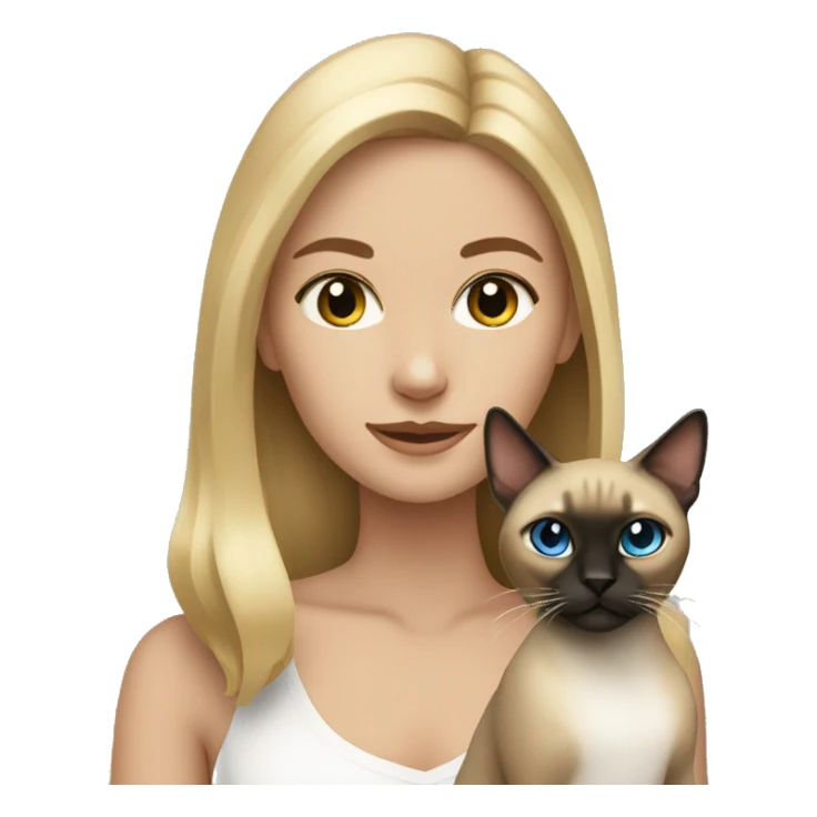 Dark blonde girl with Siamese cat sticker