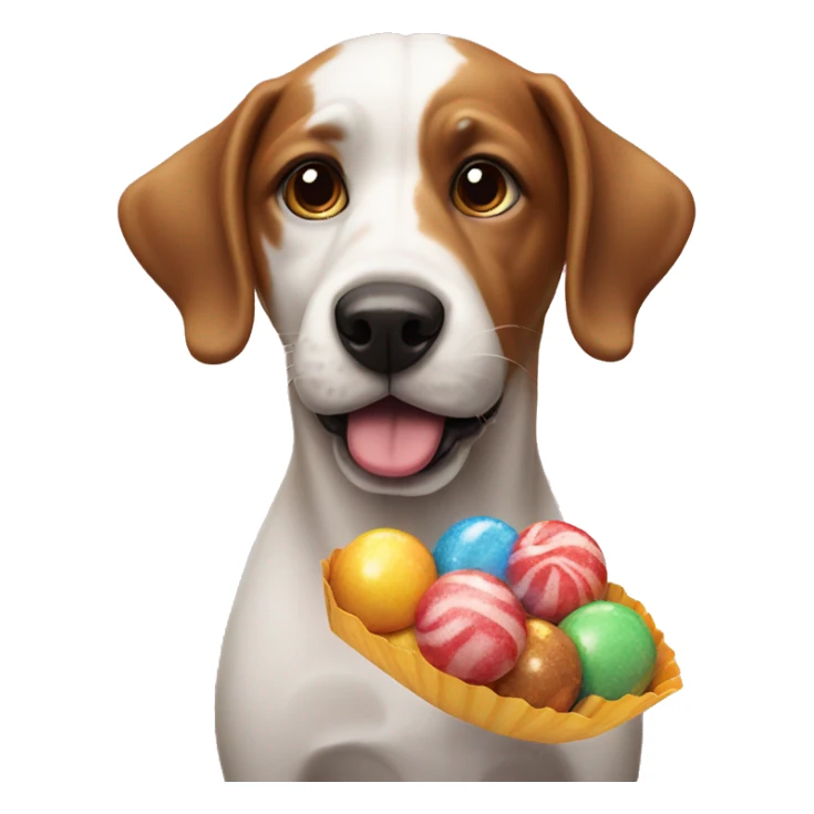 dog with candy sticker