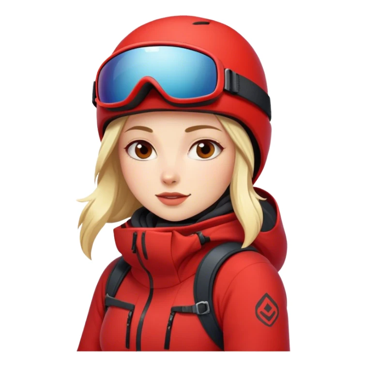 Female snowboarder in red sticker