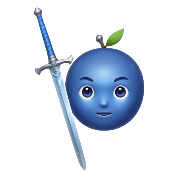 Blueberry fruit with sword sticker