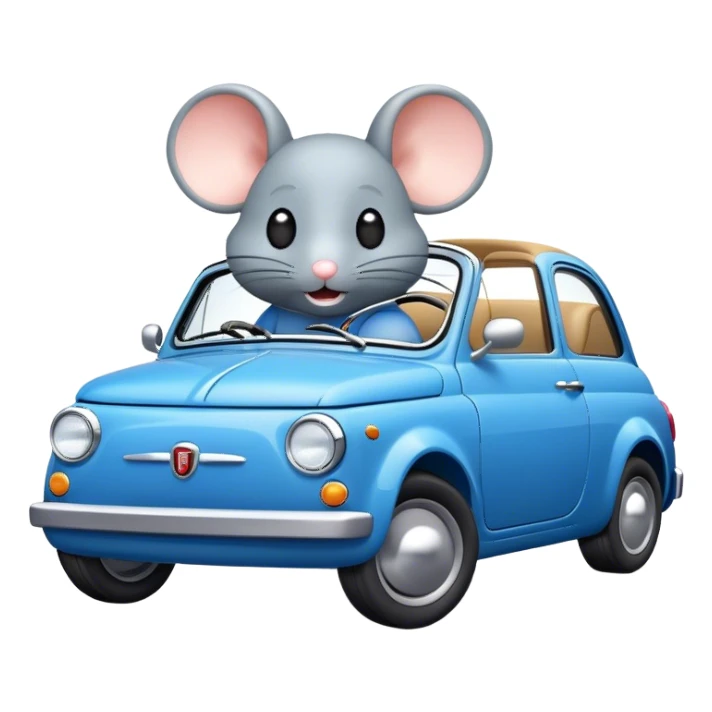 mouse driving a blue fiat sticker