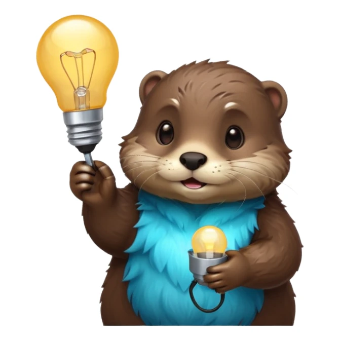 otter holding one lightbulb sticker