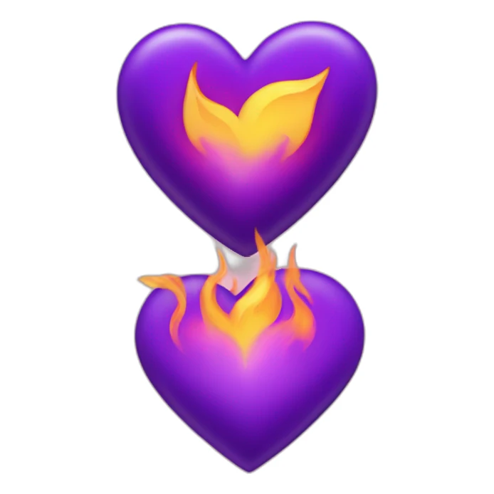 Purple heart with fire sticker