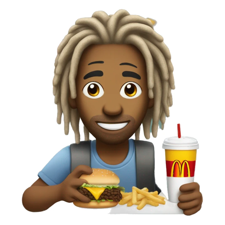 Man with dreadlocks eating McDonald’s sticker