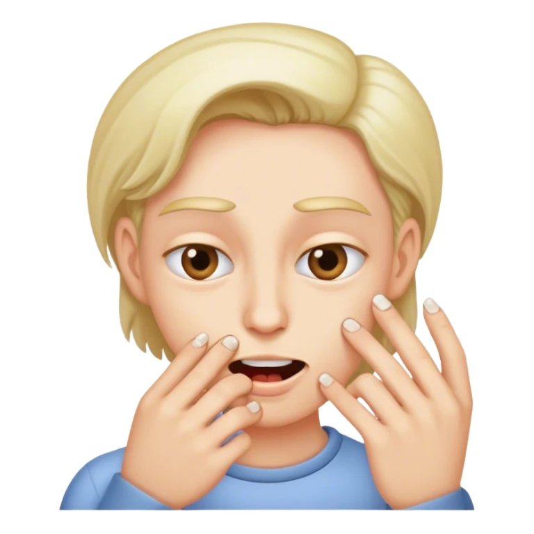 Person biting index fingernail sheepishly sticker