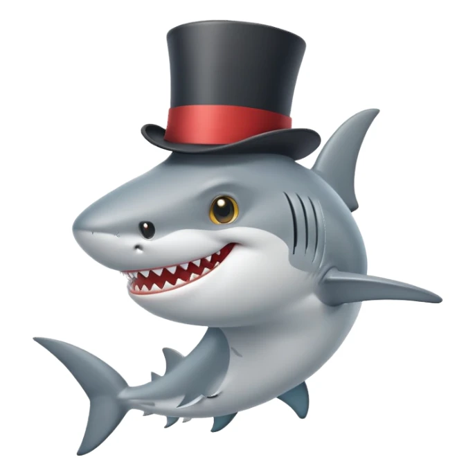 smiling shark with a monocle and top hat sticker