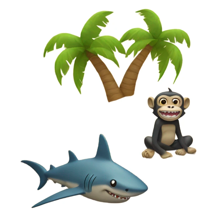 shark and monkey sit at sands sticker