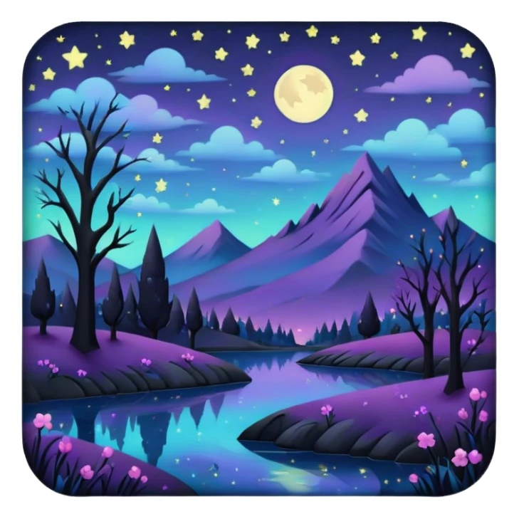 goth pastel starry night landscape  sticker