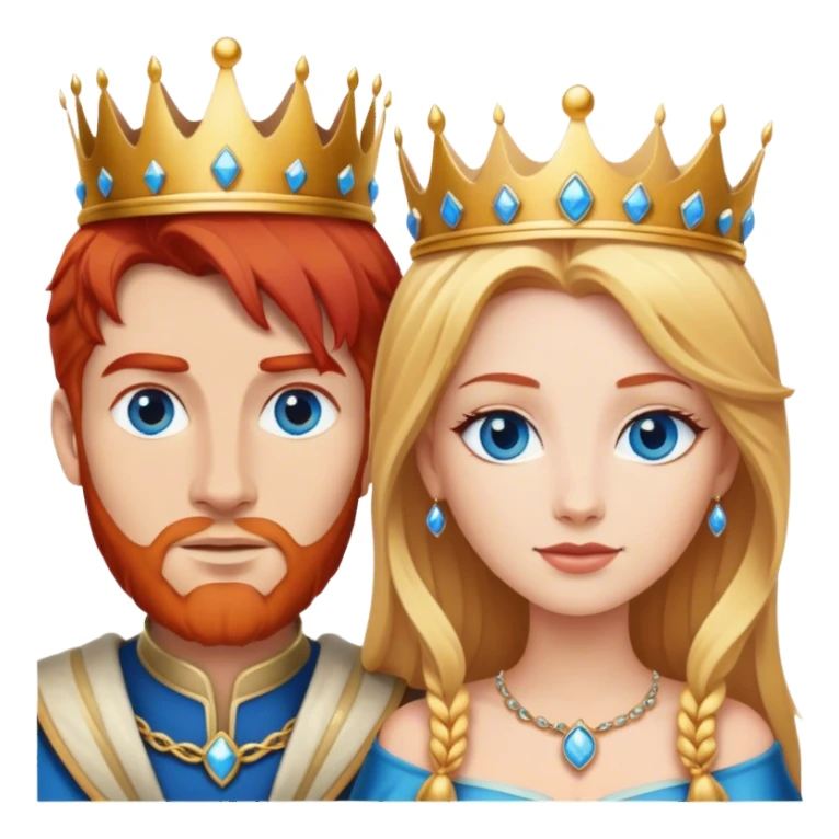 Red hair king, blonde queen, blue eyes sticker