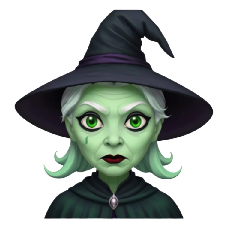 Witch with Green Skin horror look sticker