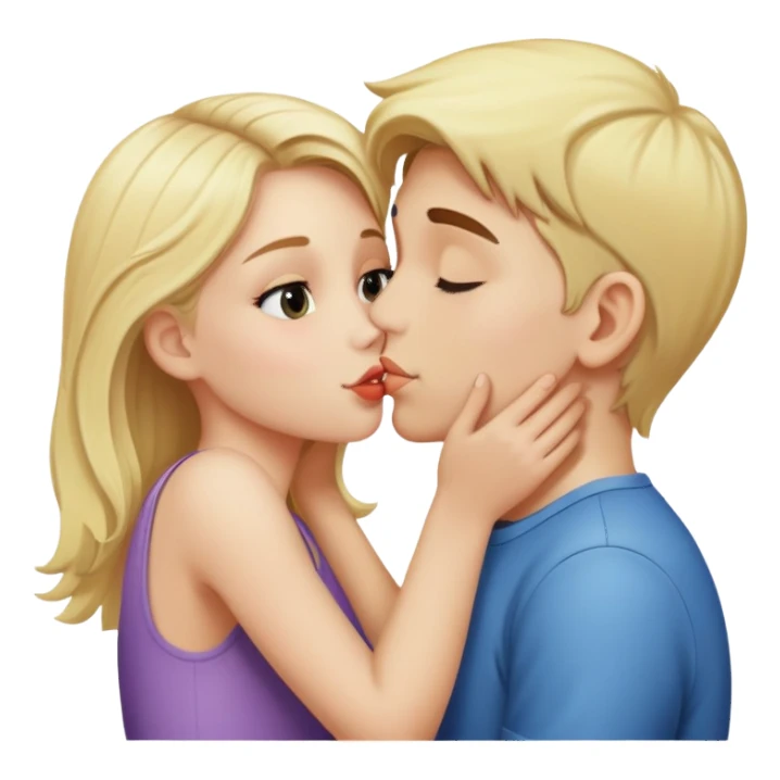 Blonde girl kissing boy sticker
