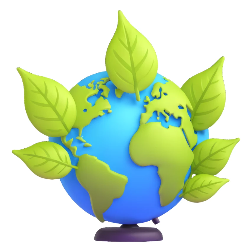 modern 3D eco-friendly logo with leaf and globe sticker