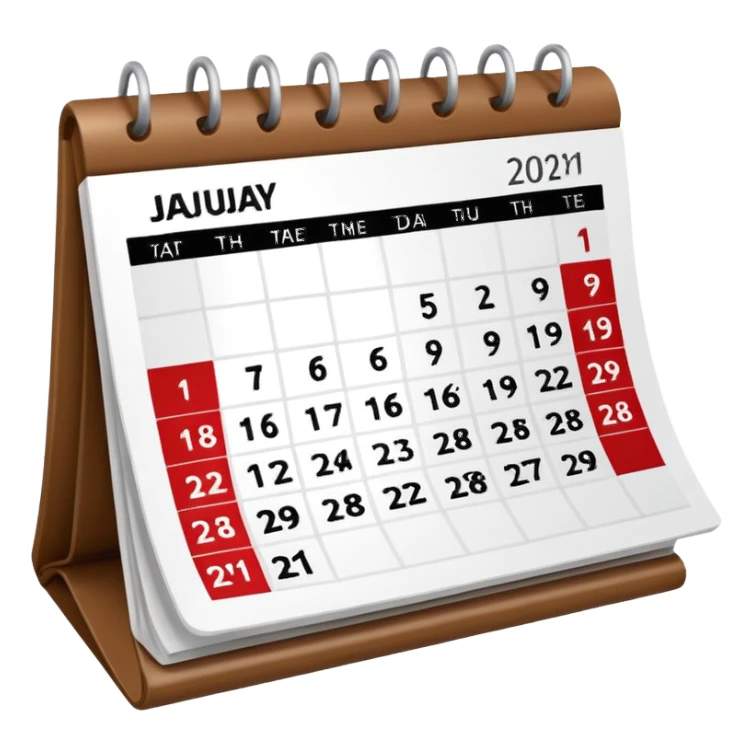 Desk calendar flipped to current month sticker