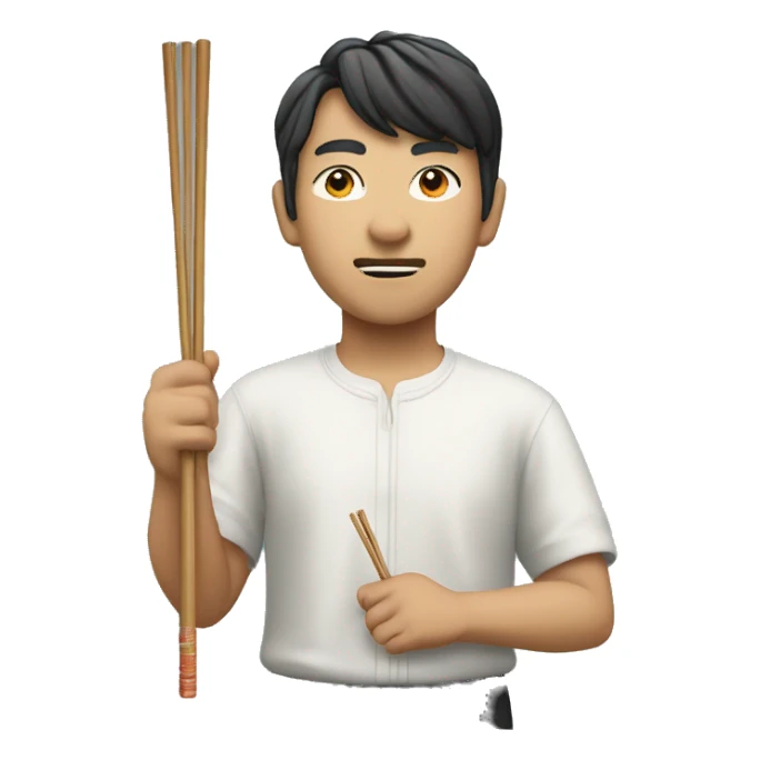 an Asian holding a chopstick ￼ sticker
