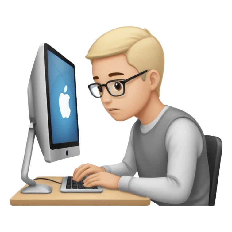 ligth man working on his computer sticker