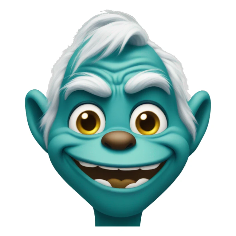 Blue grinch smirkly smiling sticker
