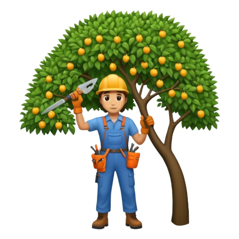 Landscaping company worker, pruning a tree, full body sticker
