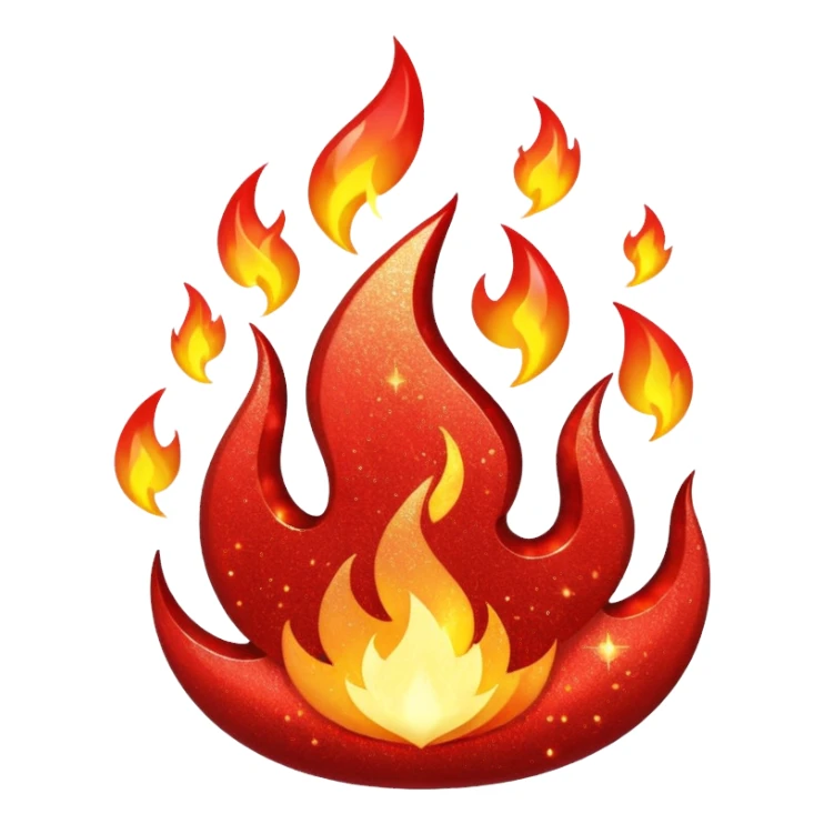 red glitter fire sticker