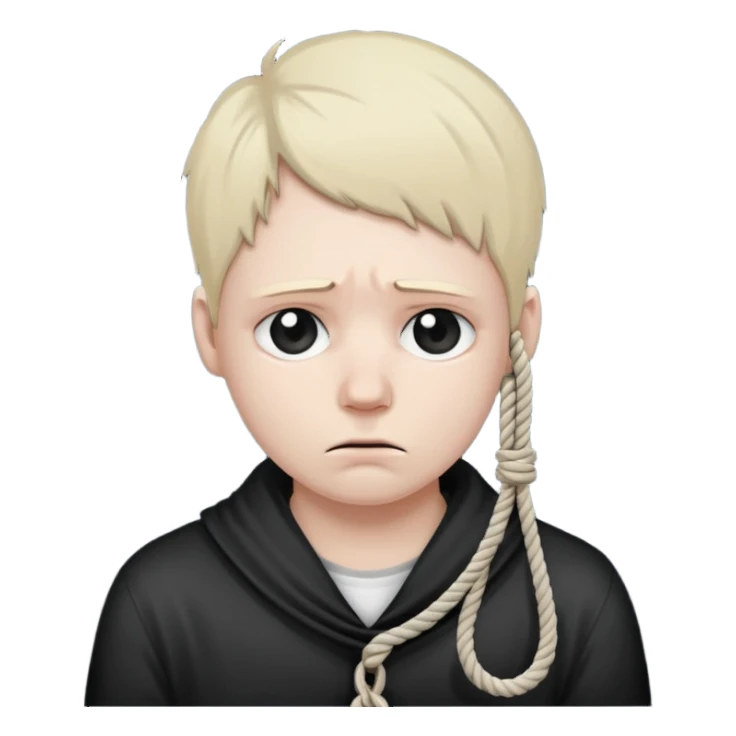 😔 with noose around neck sticker