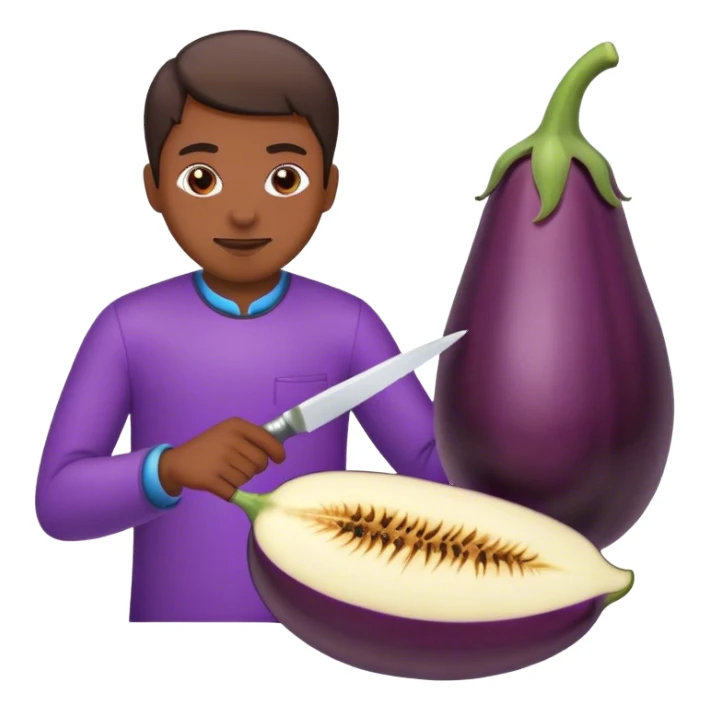 Cutting eggplant  sticker