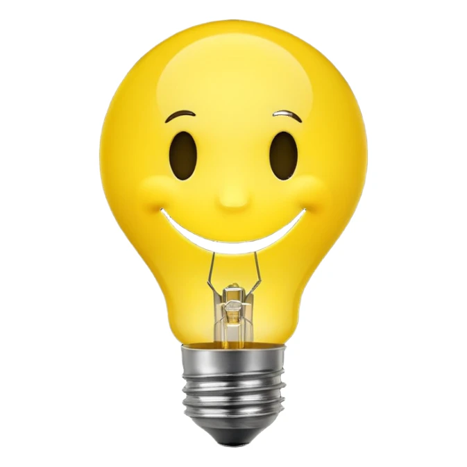 Smiley face with light bulb over its head sticker