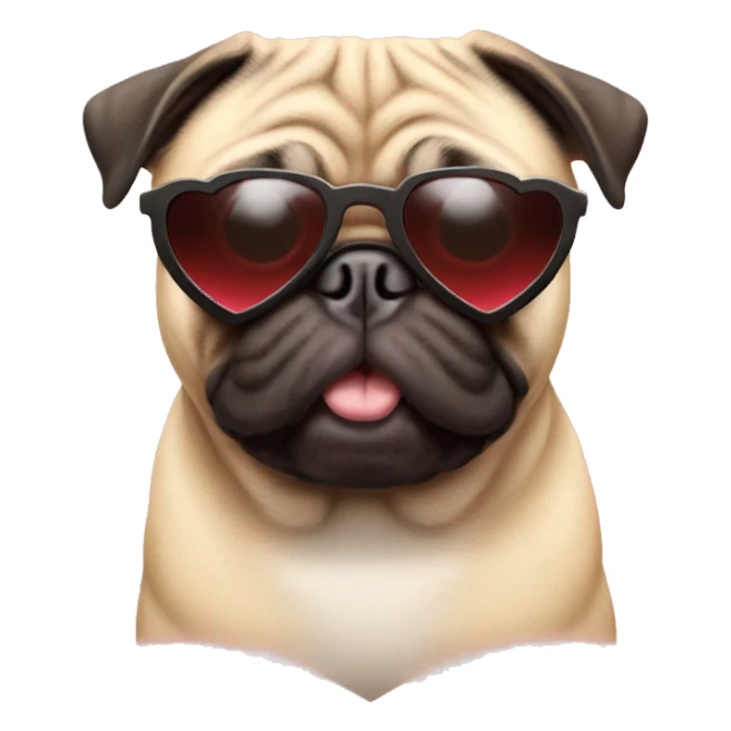 Pug with heart shaped sunglasses  sticker
