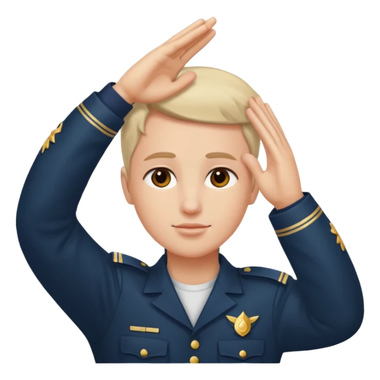 right arm on forehead saluting sticker