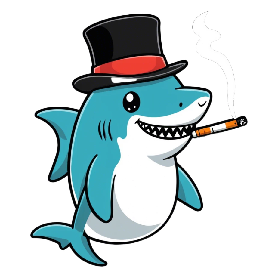 Shark with a top hat smoking  sticker