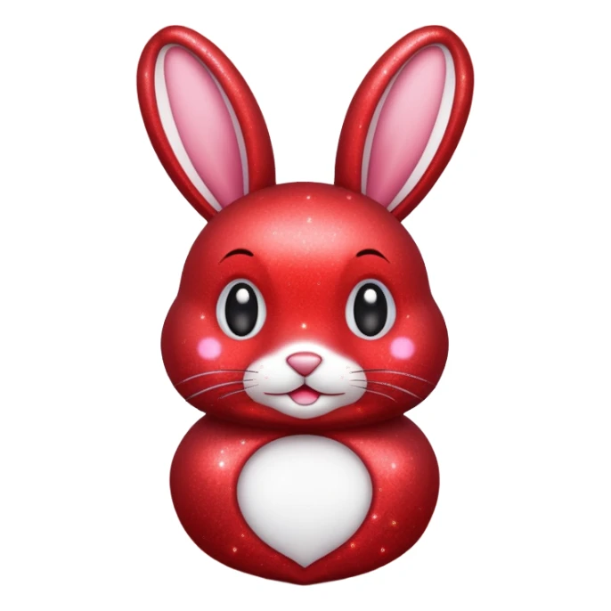 red glitter rabbit Happy  sticker