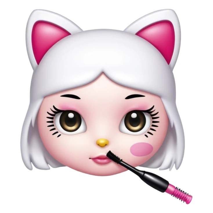  hello Kitty holding an eyelash mascara spoolie sticker
