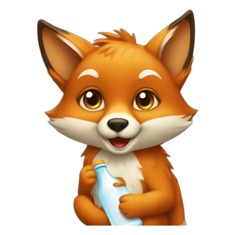 Fox with a baby bottle sticker