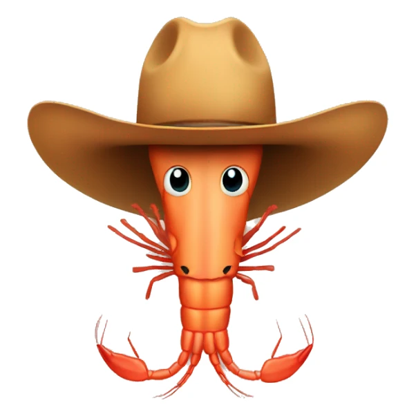 Shrimp with cowboy hat sticker