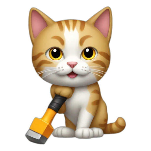 cat with a hammer sticker