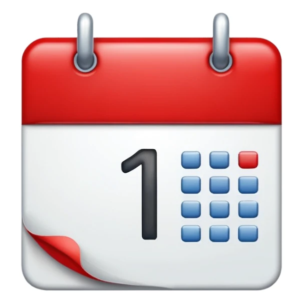 calendar with number 1 red top sticker