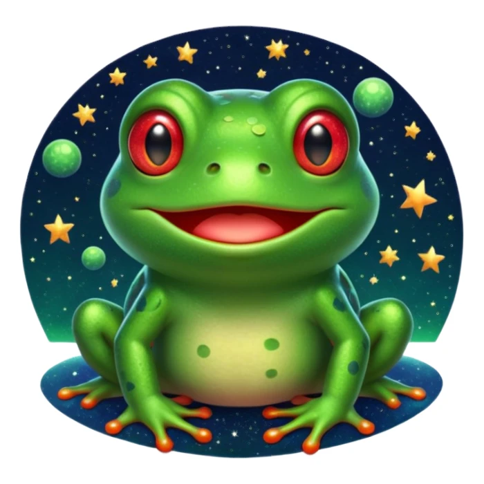 Frog Happy Cute Red Glitter Space sticker