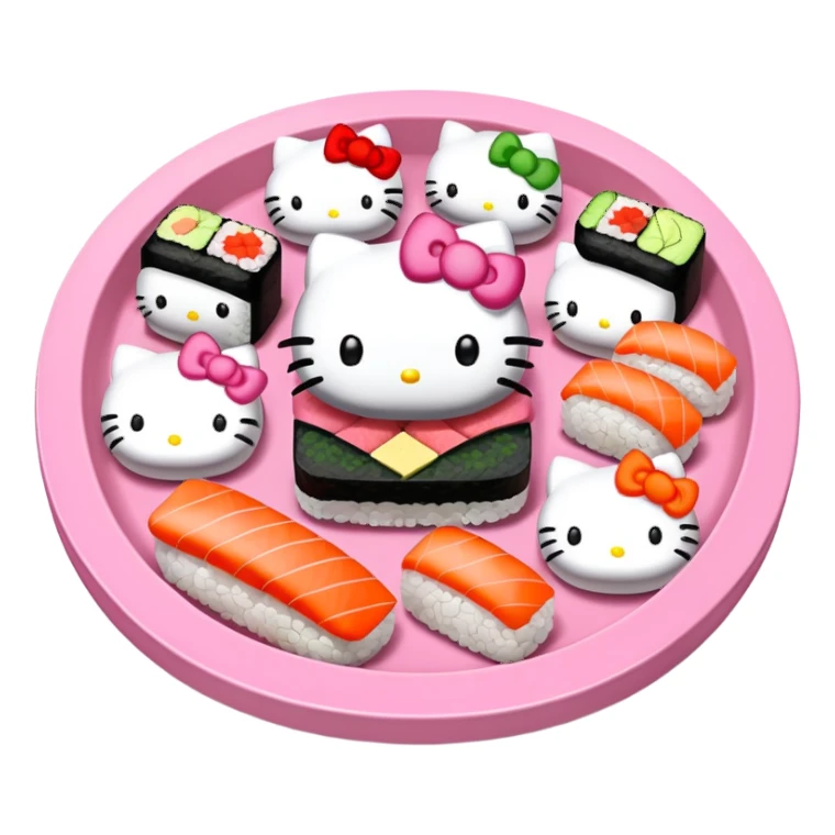 pink hello kitty sushi platter sticker